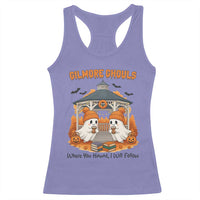 Cute Gilmore Ghouls Halloween Ghost Racerback Tank Top Cozy Fall Aesthetic with Pumpkin Spice and Books - Wonder Print Shop