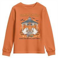 Cute Gilmore Ghouls Halloween Ghost Youth Sweatshirt Cozy Fall Aesthetic with Pumpkin Spice and Books - Wonder Print Shop