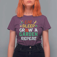 Eat Sleep Grow a Garden Repeat T Shirt For Women Funny Gamer-Inspired Gardening Gift for Plant Lovers - Wonder Print Shop