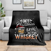 Funny My Christmas Spirit Is Whiskey Throw Blanket Holiday Drinking Festive Spirit