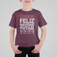 Mexican Christmas T Shirt For Kid Feliz Navidad Putas Funny Mexican Ugly Christmas Party - Wonder Print Shop