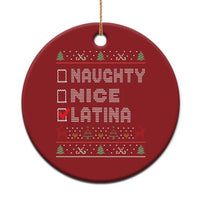 Latin American Xmas Christmas Ornament Naughty Nice Latina Funny Xmas List Hispanic Ugly Sweater - Wonder Print Shop