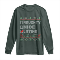Latin American Christmas Long Sleeve Shirt Naughty Nice Latina Funny Xmas List Hispanic Ugly Sweater