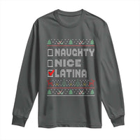 Latin American Christmas Long Sleeve Shirt Naughty Nice Latina Funny Xmas List Hispanic Ugly Sweater