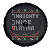 Latin American Xmas Spare Tire Cover Naughty Nice Latina Funny Xmas List Hispanic Ugly Sweater
