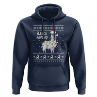 Funny Llama Christmas Hoodie Fleece Navidad Feliz Merry Xmas Ugly Sweater
