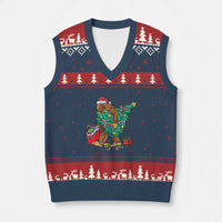 Bigfoot Xmas Tree V-Neck Knit Sweater Vest Xmas Lights Sasquatch Lovers - Wonder Print Shop