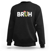 Funny Christmas Bruh Sweatshirt Candy Cane Santa Hat Festive Xmas Matching - Wonder Print Shop