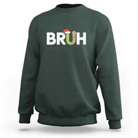 Funny Christmas Bruh Sweatshirt Candy Cane Santa Hat Festive Xmas Matching - Wonder Print Shop