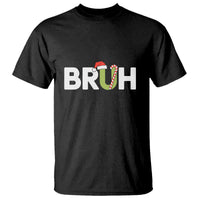 Funny Christmas Bruh T Shirt Candy Cane Santa Hat Festive Xmas Matching - Wonder Print Shop