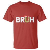 Funny Christmas Bruh T Shirt Candy Cane Santa Hat Festive Xmas Matching - Wonder Print Shop