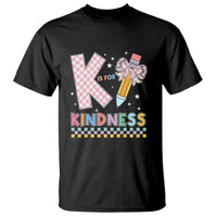 K Is For Kindness T Shirt Cute Pencil Bow Teacher Be Kind - Wonder Print Shop