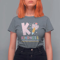 K Is For Kindness T Shirt For Women Cute Pencil Bow Teacher Be Kind - Wonder Print Shop
