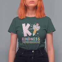 K Is For Kindness T Shirt For Women Cute Pencil Bow Teacher Be Kind - Wonder Print Shop