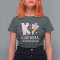 K Is For Kindness T Shirt For Women Cute Pencil Bow Teacher Be Kind - Wonder Print Shop