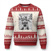Funny Xmas Reindeer Selfie Ugly Christmas Sweater With Santa Xmas Gag Gift - Wonder Print Shop