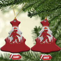 Xmas Bigfoot Christmas Ornament Sasquatch with Santa Hat Xmas Tree Lights - Wonder Print Shop