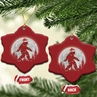 Xmas Bigfoot Christmas Ornament Sasquatch with Santa Hat Xmas Tree Lights - Wonder Print Shop