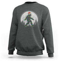 Christmas Bigfoot Sweatshirt Sasquatch with Santa Hat Xmas Tree Lights - Wonder Print Shop