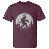 Christmas Bigfoot T Shirt Sasquatch with Santa Hat Xmas Tree Lights - Wonder Print Shop