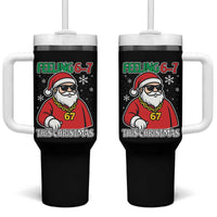 Feeling 67 This Christmas Tumbler With Handle Funny Cool Santa Six Seven Meme Holiday - Wonder Print Shop