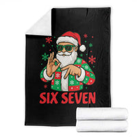 Cool Santa Six Seven Meme Christmas Throw Blanket Funny 67 Holiday Hand Sign with Hipster Vibes - Wonder Print Shop