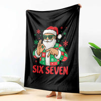 Cool Santa Six Seven Meme Christmas Throw Blanket Funny 67 Holiday Hand Sign with Hipster Vibes - Wonder Print Shop
