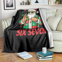 Cool Santa Six Seven Meme Christmas Throw Blanket Funny 67 Holiday Hand Sign with Hipster Vibes - Wonder Print Shop