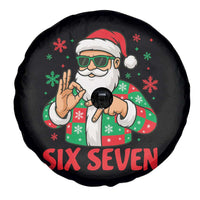 Cool Santa Six Seven Meme Christmas Spare Tire Cover Funny 67 Holiday Hand Sign with Hipster Vibes - Wonder Print Shop