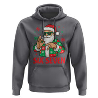 Cool Santa Six Seven Meme Christmas Hoodie Funny 67 Holiday Hand Sign with Hipster Vibes - Wonder Print Shop