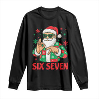 Cool Santa Six Seven Meme Christmas Long Sleeve Shirt Funny 67 Holiday Hand Sign with Hipster Vibes - Wonder Print Shop