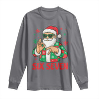 Cool Santa Six Seven Meme Christmas Long Sleeve Shirt Funny 67 Holiday Hand Sign with Hipster Vibes - Wonder Print Shop