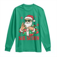 Cool Santa Six Seven Meme Christmas Long Sleeve Shirt Funny 67 Holiday Hand Sign with Hipster Vibes - Wonder Print Shop