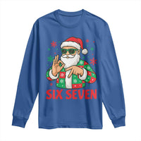 Cool Santa Six Seven Meme Christmas Long Sleeve Shirt Funny 67 Holiday Hand Sign with Hipster Vibes - Wonder Print Shop