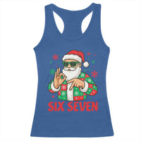 Cool Santa Six Seven Meme Christmas Racerback Tank Top Funny 67 Holiday Hand Sign with Hipster Vibes - Wonder Print Shop