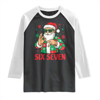 Cool Santa Six Seven Meme Christmas Raglan Shirt Funny 67 Holiday Hand Sign with Hipster Vibes - Wonder Print Shop