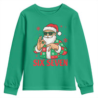 Cool Santa Six Seven Meme Christmas Youth Sweatshirt Funny 67 Holiday Hand Sign with Hipster Vibes - Wonder Print Shop