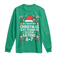 Funny Anti Six Seven Teacher Christmas Long Sleeve Shirt My Students To Stop Saying 67 Santa Hat Candy Canes - Wonder Print Shop