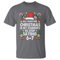 Funny Anti Six Seven Teacher Christmas T Shirt My Students To Stop Saying 67 Santa Hat Candy Canes - Wonder Print Shop