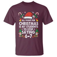 Funny Anti Six Seven Teacher Christmas T Shirt My Students To Stop Saying 67 Santa Hat Candy Canes - Wonder Print Shop