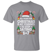 Funny Anti Six Seven Teacher Christmas T Shirt My Students To Stop Saying 67 Santa Hat Candy Canes - Wonder Print Shop
