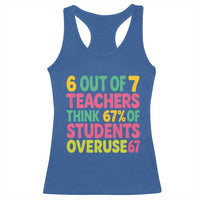 6 Out of 7 Teachers Think 67 Percent of Students Overuse 67 Racerback Tank Top Funny Viral Meme Educators - Wonder Print Shop