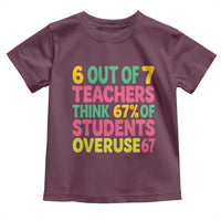6 Out of 7 Teachers Think 67 Percent of Students Overuse 67 Toddler T Shirt Funny Viral Meme Educators - Wonder Print Shop