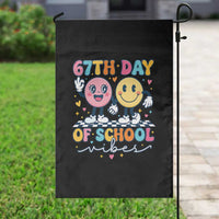 67th Day of School Vibes Garden Flag Cute Retro Smiling Face for Students & Teachers - Wonder Print Shop