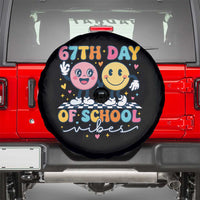 67th Day of School Vibes Spare Tire Cover Cute Retro Smiling Face for Students & Teachers - Wonder Print Shop