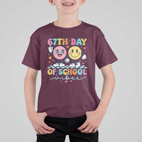 67th Day of School Vibes T Shirt For Kid Cute Retro Smiling Face for Students & Teachers - Wonder Print Shop