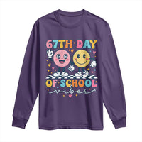 67th Day of School Vibes Long Sleeve Shirt Cute Retro Smiling Face for Students & Teachers - Wonder Print Shop