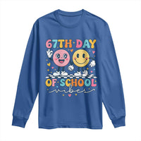 67th Day of School Vibes Long Sleeve Shirt Cute Retro Smiling Face for Students & Teachers - Wonder Print Shop