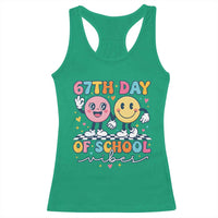 67th Day of School Vibes Racerback Tank Top Cute Retro Smiling Face for Students & Teachers - Wonder Print Shop