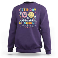 67th Day of School Vibes Sweatshirt Cute Retro Smiling Face for Students & Teachers - Wonder Print Shop